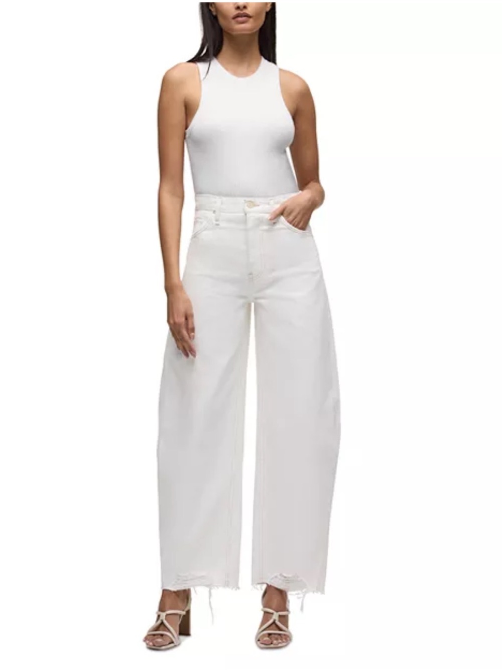 Hudson white barrel jeans